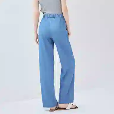 佐丹奴 松紧中腰阔腿长款牛仔裤 女款 深蓝