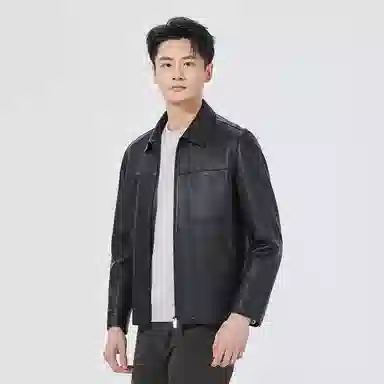 利郎 商务翻领高端品质经典皮衣 男款