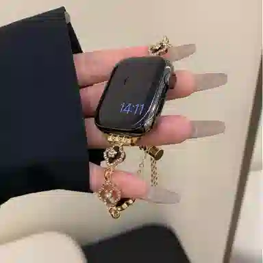 卫欣 苹果适用 手表表带 金属材质 苹果四叶草手链表带男女通用