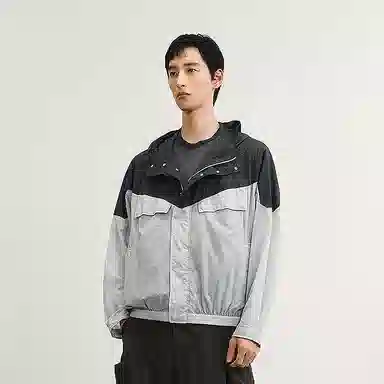 速写 宽松轻薄长袖连帽夹克外套 男款