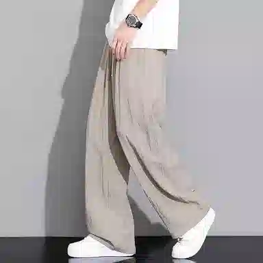 童先森 纯色阔腿裤松紧腰长裤休闲裤 男款