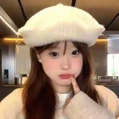 恩僾德 日系可爱猫咪耳朵毛绒小众高颜值子保暖显脸 聚酯纤维 贝雷帽 男女同款情侣款