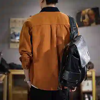 遨宇 高端美拉德撞色宽松潮牌长袖衬衫 男女同款