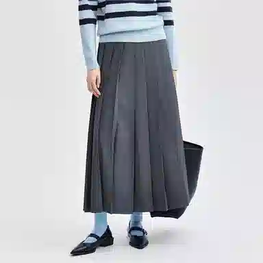 佐丹奴 垂顺高腰梭织舒适纯色气质休闲长裙 女款 岩石灰