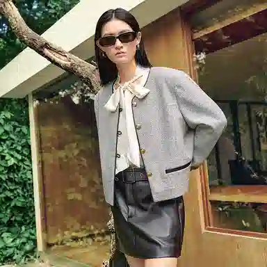 Peacebird Casual Short Jacket Gray