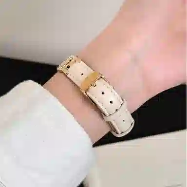 老佳 苹果适用 手表表带 牛皮材质 镶钻金属拼皮表带男女通用