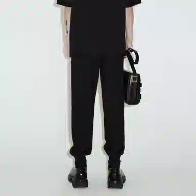 速写 隔离重塑 宽松束脚九分黑色运动休闲裤 男女同款