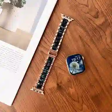 老佳 苹果适用 手表表带 金属 树脂材质 时尚树脂拼接金属表带男女通用