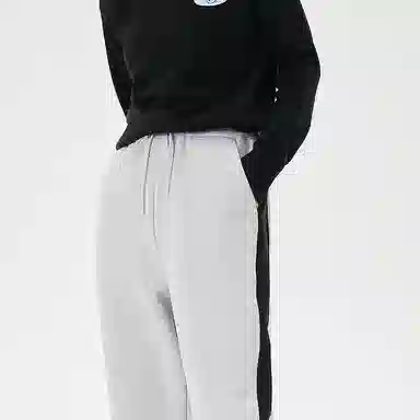 美特斯邦威 高腰宽松系带针织运动裤 女款