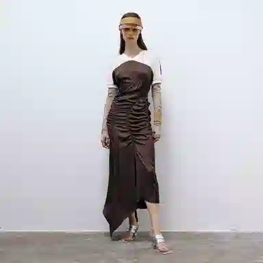 lost in echo Satin Dress Brown