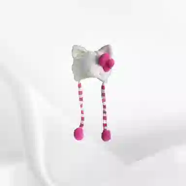 恩僾德 日系可爱甜美猫咪保暖骑车系带 聚酯纤维 绒线帽 男女同款情侣款