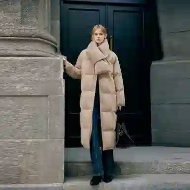 ELLE French Style 90 White Duck Down Long Puffer Jacket