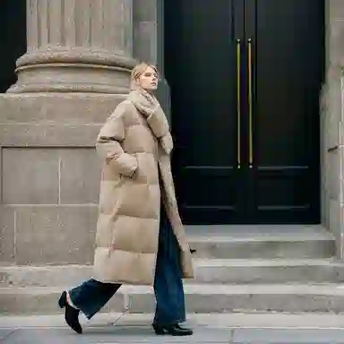 ELLE French Style 90 White Duck Down Long Puffer Jacket