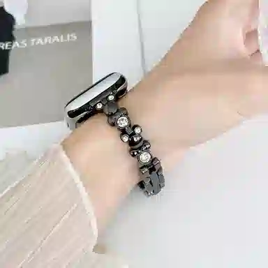 老佳 苹果适用 手表表带 金属材质 钻石小熊金属男女通用