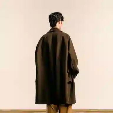 速写 毛呢复古设计时尚剪裁休闲中长款大衣 男款