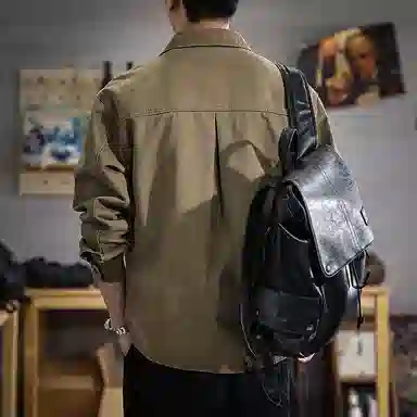 遨宇 美式复古重磅水洗长袖宽松大码翻领衬衣纯棉休闲户外套潮衬衫 男女同款