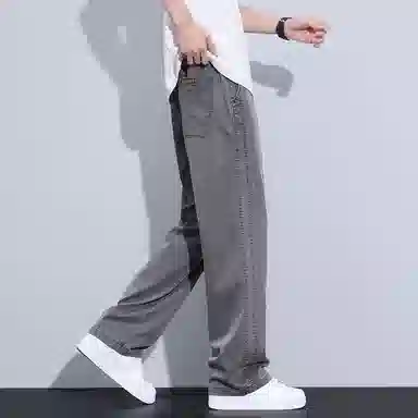 童先森 直筒夏季莱赛尔阔腿长裤宽松运动薄款束腰休闲裤 男款
