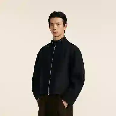 速写 短款简约纯色长袖夹克外套 男款