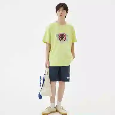 美特斯邦威 宽松纯色系带休闲短裤 男款