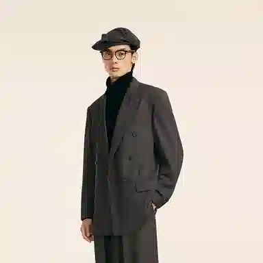 速写 休闲绵羊毛双排扣长袖西装 男款