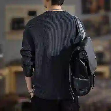 遨宇 冬季美式潮流复古重磅森系风宽松潮牌亨利领休闲户外上衣针织衫 男女同款