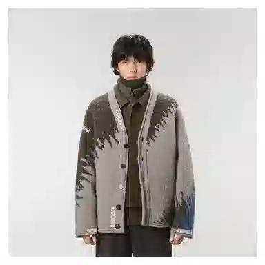 速写 休闲撞色长袖毛针织衫 男女同款