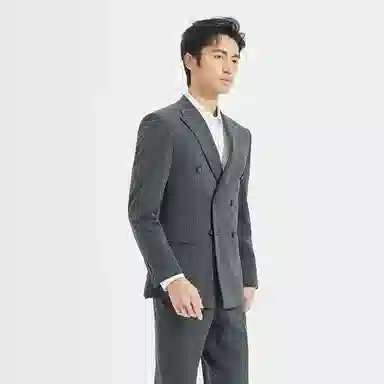 利郎 条纹双排扣复古时尚西装套装 男款