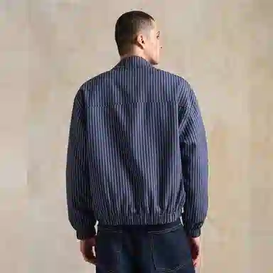 佐丹奴 洗水条纹牛仔翻领宽松棉衣外套棉服 男款