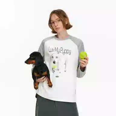 PCLP Fuzzy Dog Print Long Sleeve Tee