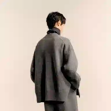 速写 羊毛混纺宽松纯色时尚套头圆领简约优雅毛衣 男款