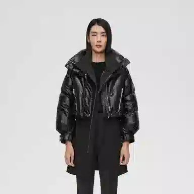 波司登 亮面风衣可脱卸鹅绒长款羽绒服 女款 黑色