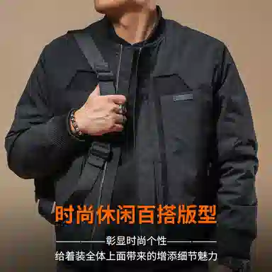 季言 宽松工装短款棉服 男款