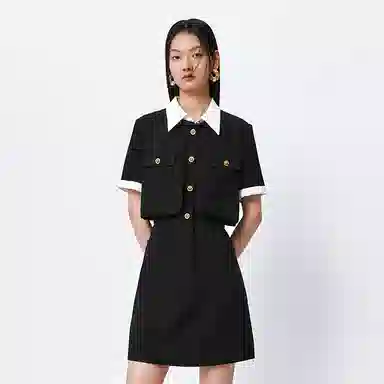 Peacebird Two-in-One Tweed Dress Black