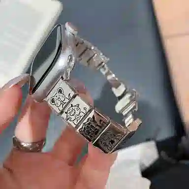 潮流腕 表带 苹果适用 金属材质 时尚创意十二生肖苹果手表替换腕带 适用于苹果手表男女通用