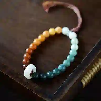 書卓 小众轻奢高级手持渐变编绳跑环念珠 佛珠#好运 菩提根 手串 男女同款情侣款