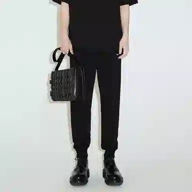 速写 隔离重塑 宽松束脚九分黑色运动休闲裤 男女同款