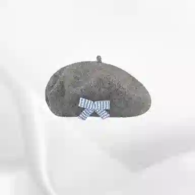 恩僾德 蝴蝶结毛呢小众百搭高颜值韩版保暖加厚显脸小蓓蕾帽#好运 聚酯纤维 贝雷帽 男女同款情侣款