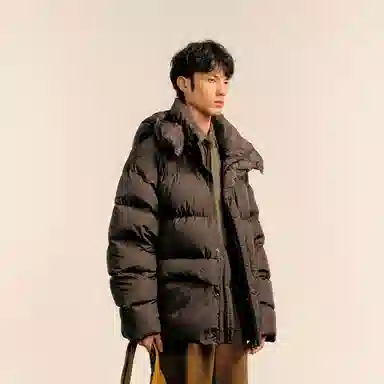 速写 宽松连帽中长款长袖保暖加厚休闲外套舒适羽绒服 男款