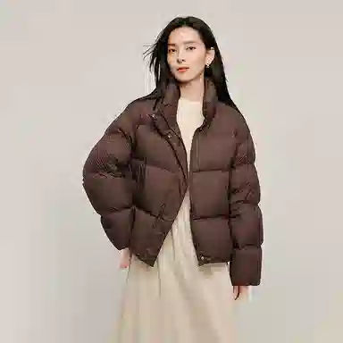 茵曼 休闲简约连帽面包羽绒服 女款