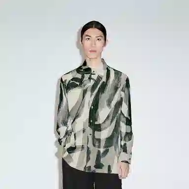 速写 城市实验室 满印嘻哈艺术长袖情侣衬衫 男女同款