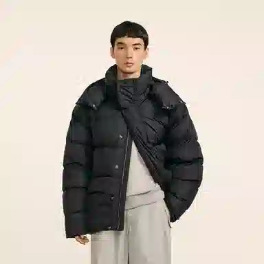 速写 宽松连帽中长款长袖保暖加厚休闲外套舒适羽绒服 男款
