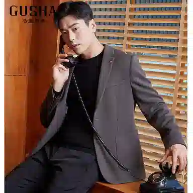 古鲨 商务简约老钱风休闲长袖西装 男款