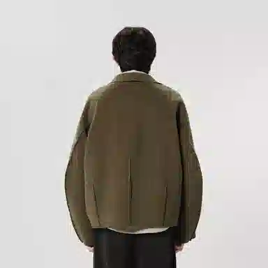 速写 纯色立领拉链毛呢夹克外套 男女同款