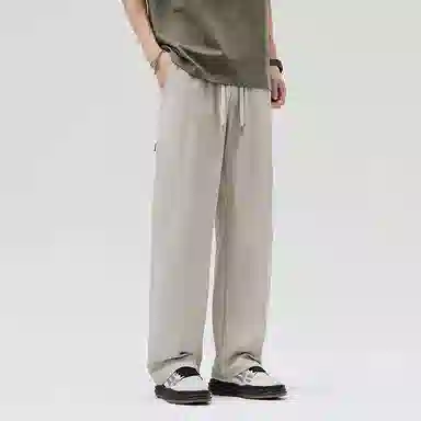 童先森 冰丝凉感速干薄款户外宽松直筒松紧腰纯色休闲裤 男款