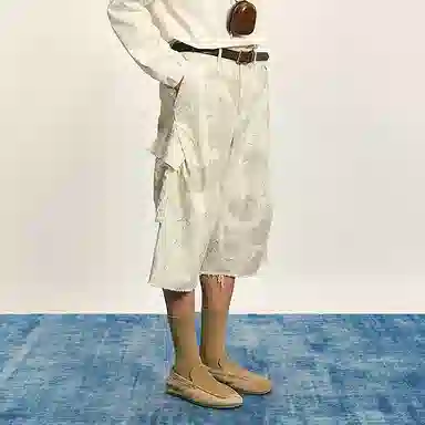 速写 秋季宽松棉质直筒裤休闲短裤 男款