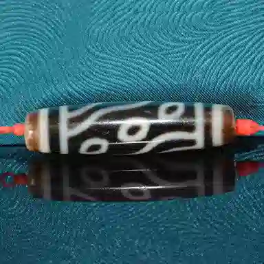 COUMILA Energy Master Six-Eye Dzi Pendant Black White Agate