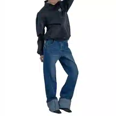 SCULPTOR Applique Roll-Up Denim Brushed Indigo