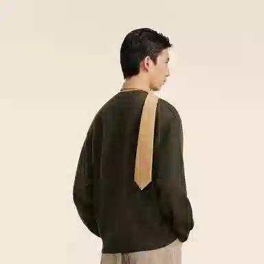 速写 纯色混纺宽松打底毛衣 男款