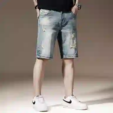 贵色 时尚美式高街潮牌休闲百搭牛仔短裤 男女同款 浅蓝