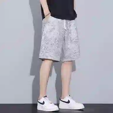 童先森 扎染夏季薄款纯色中腰五分裤休闲短裤 男款